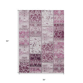 3' X 5' Mountbatten Pink Patchwork Washable Non Skid Indoor Outdoor Area Rug